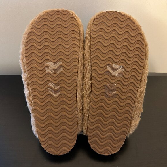 Womens INTENTIONALLY BLANK Sz 9 Tan Fuzzy Slide Mules Slippers - Picture 9 of 11